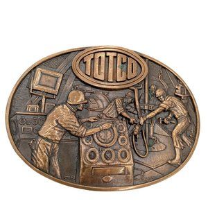 TOTCO Belt Buckle Technical Oil Tool Corporation Drilling Vintage 1982 Brass